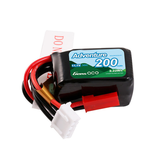 Gens Ace 200mAh 3S 11.1V 30C Lipo Battery Pack With JST Plug