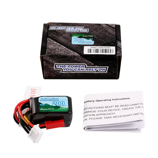 Gens Ace 200mAh 3S 11.1V 30C Lipo Battery Pack With JST Plug